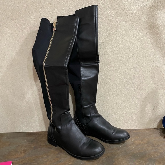 ALDO Black Leather OTK Boots - Picture 1 of 4